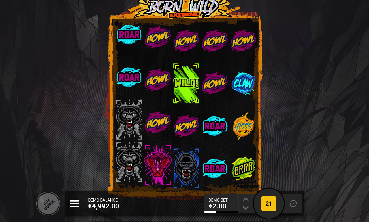 Born Wild EXTREME gameplay with wilds on the reels