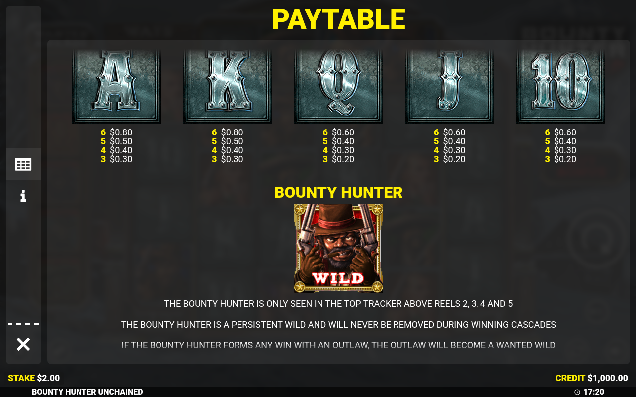 Bounty Hunter Unchained information screen