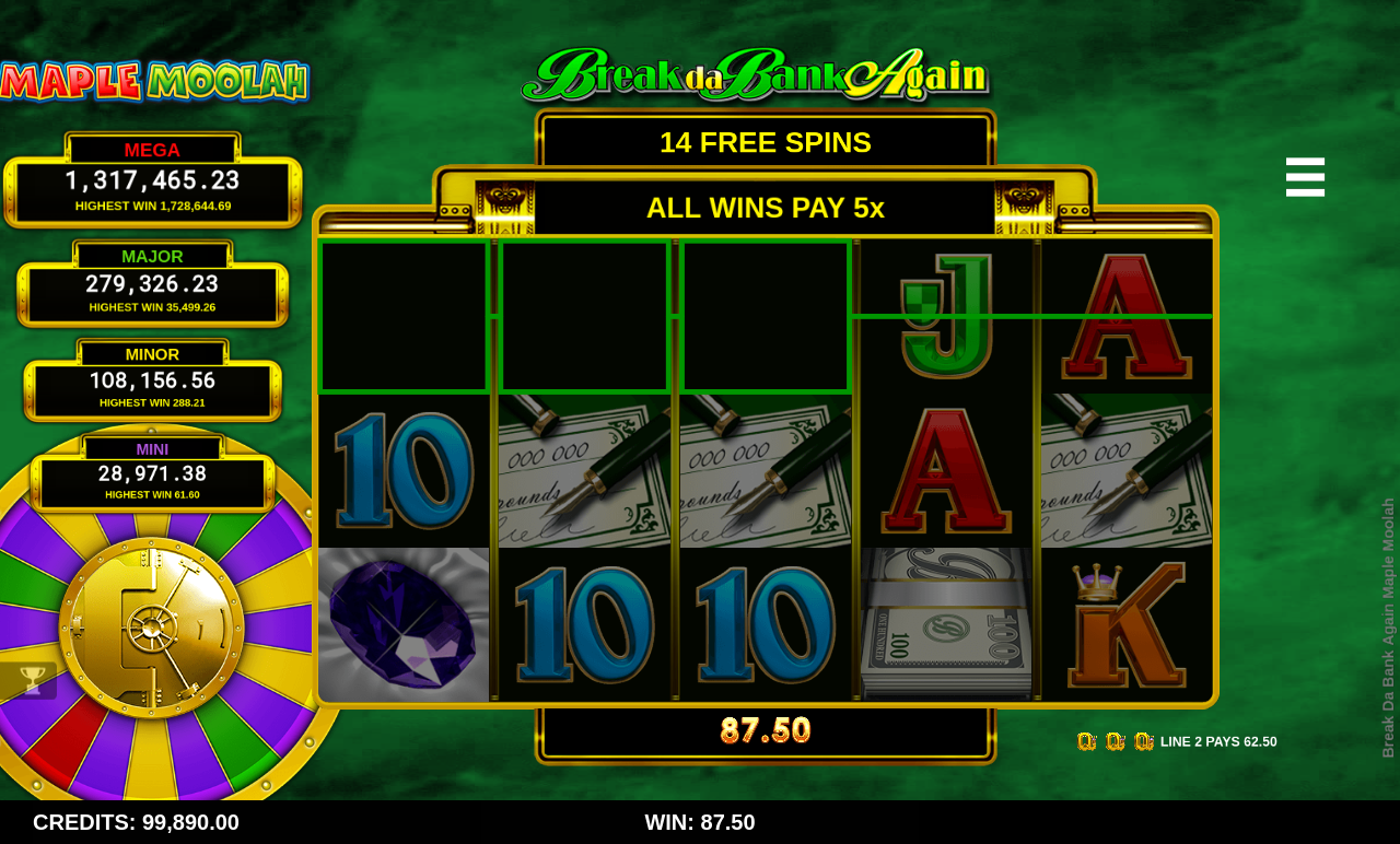 Break Da Bank Again Maple Moolah gameplay
