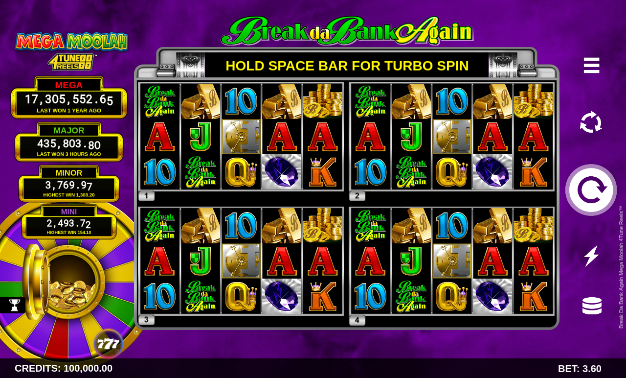 Break Da Bank Again Mega Moolah 4Tune Reels base game