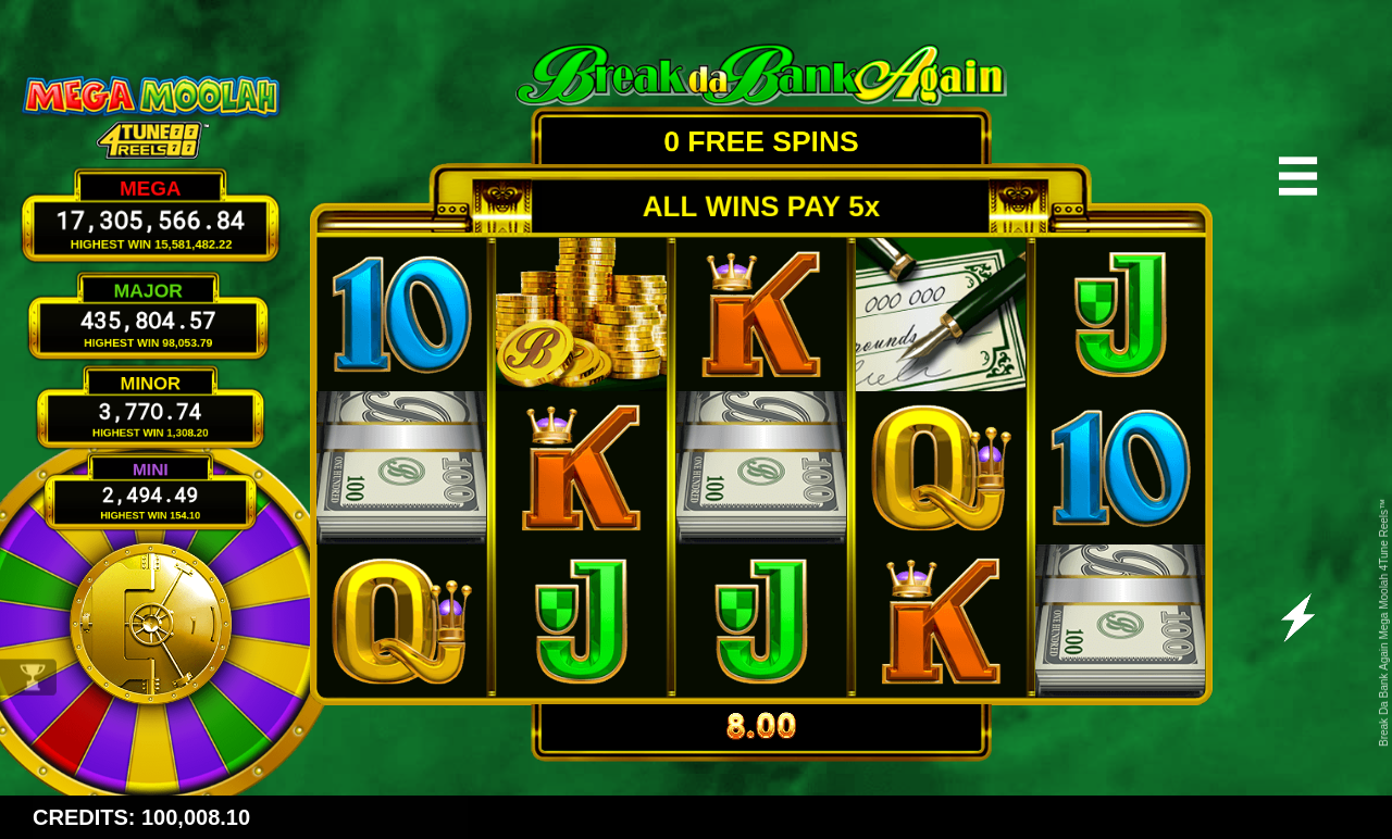 Break Da Bank Again Mega Moolah 4Tune Reels gameplay
