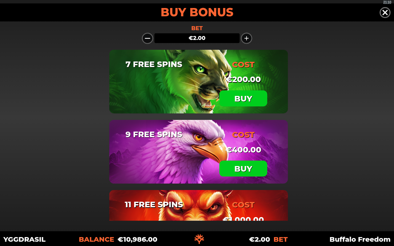 Buffalo Freedom DoubleMax bonus buy