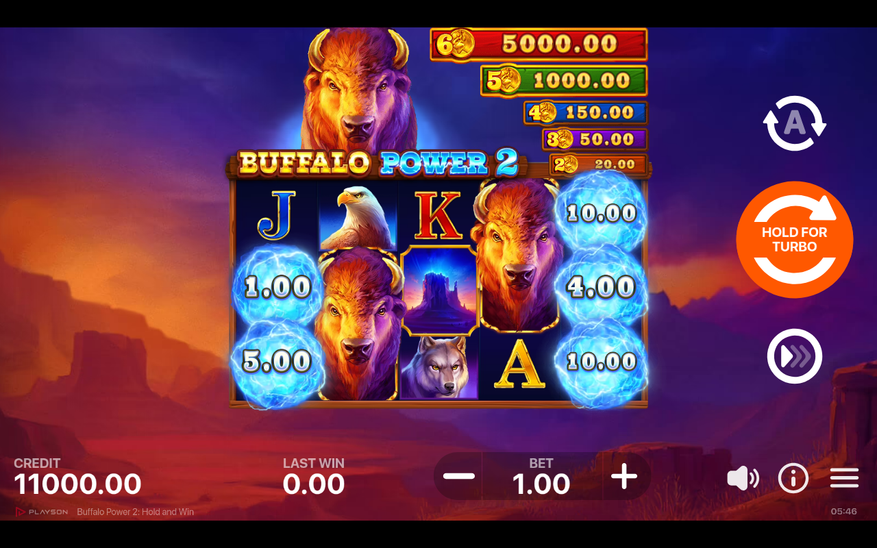 Buffalo Power 2 Hold and Win base game