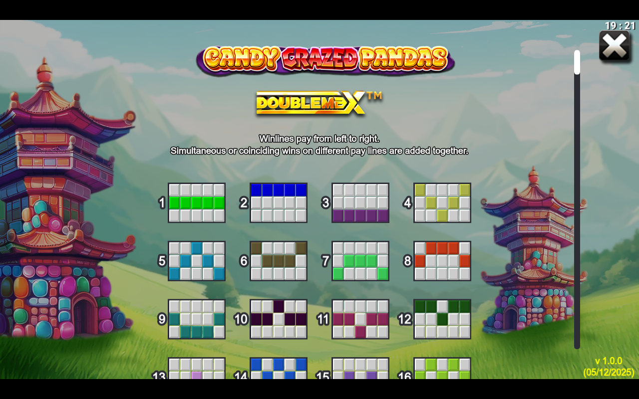 Candy Crazed Pandas DoubleMax information screen