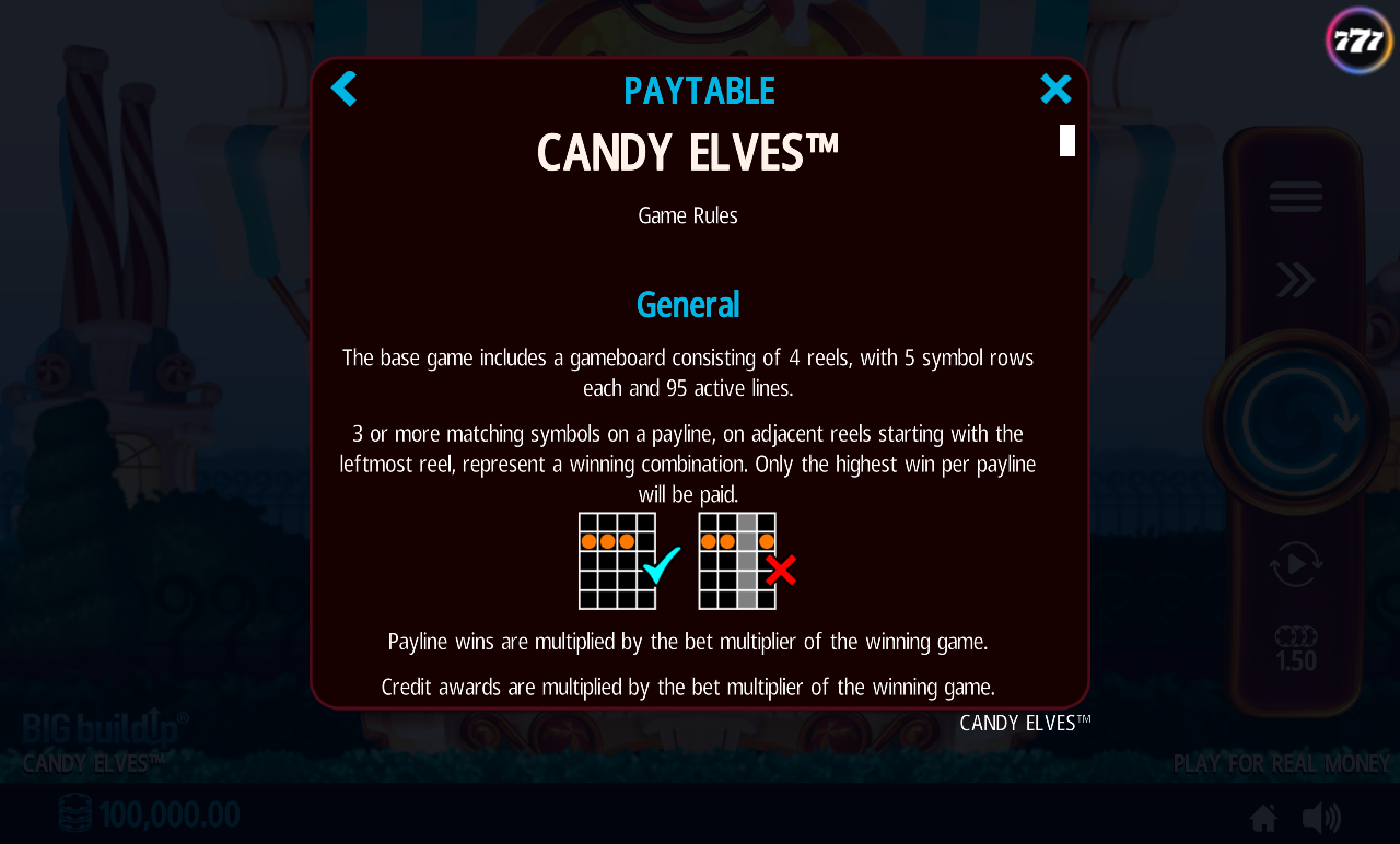 Candy Elves information screen