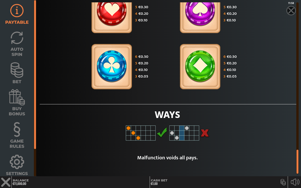 Candyfinity Winning Streak rules screen