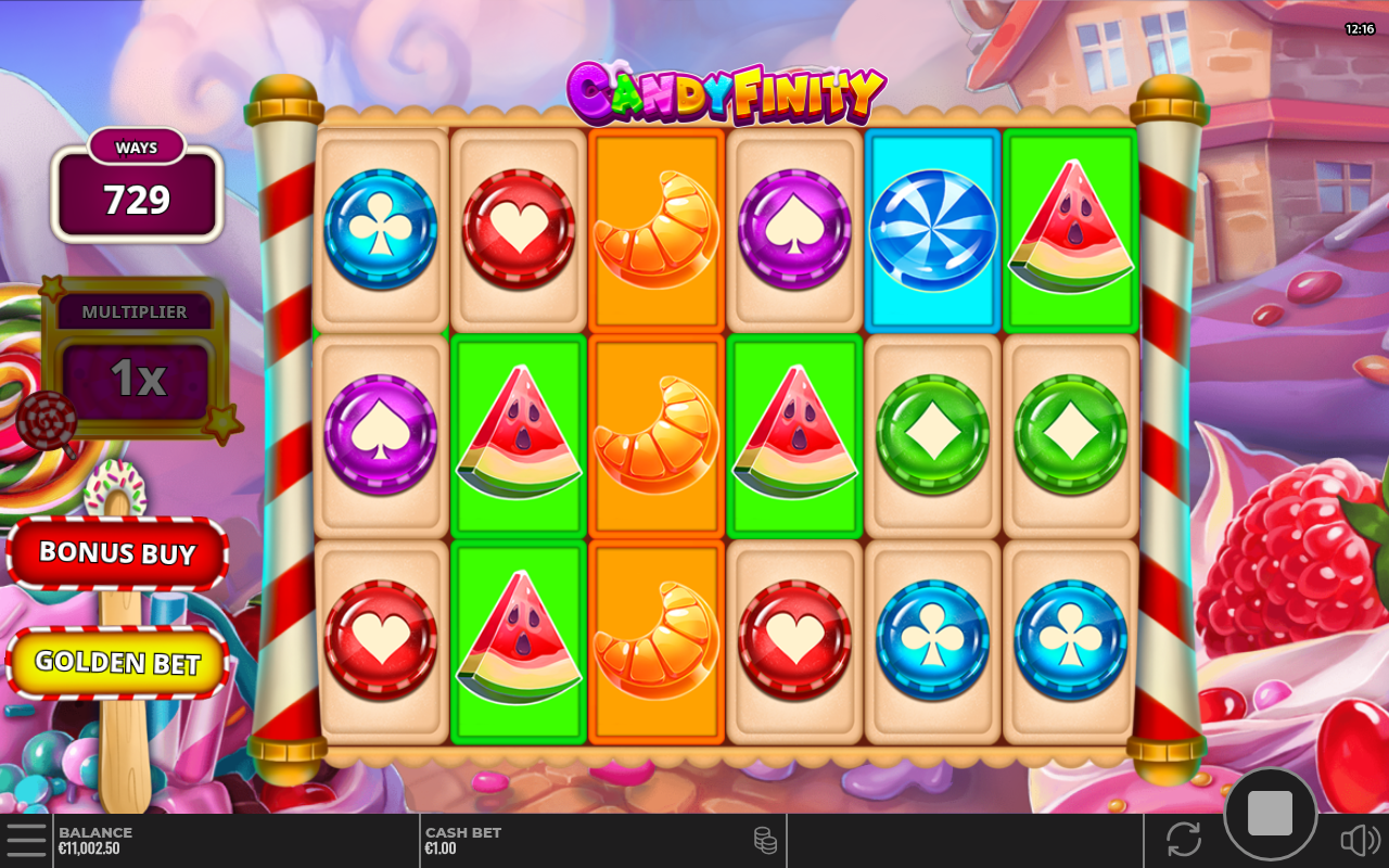 Candyfinity gameplay during free spins