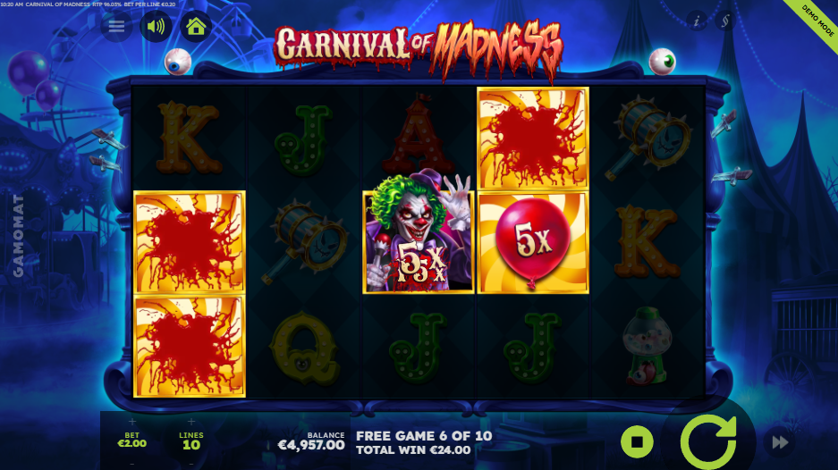 Carnival of Madness Free Spins play