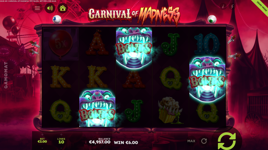 Carnival of Madness Free Spins trigger