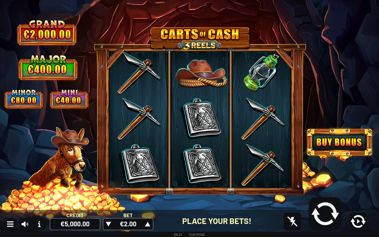 Carts of Cash 3 Reels base game