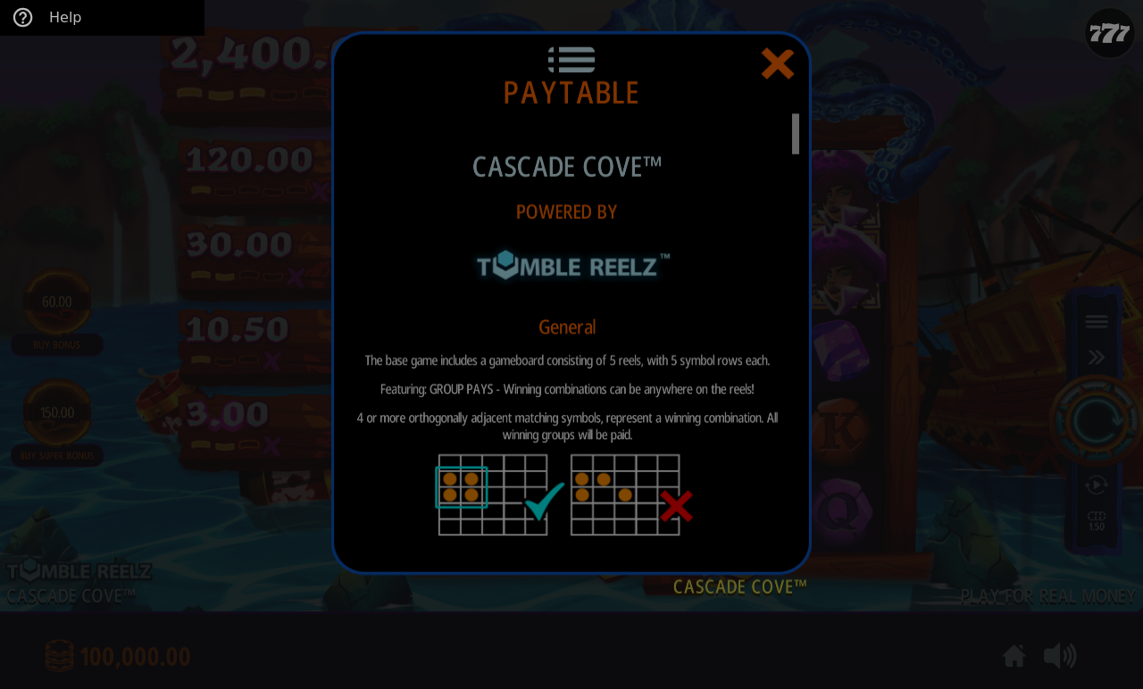 Cascade Cove information screen