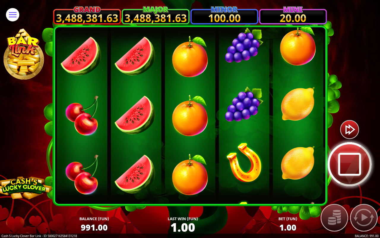 Cash 5 Lucky Clover Bar Link gameplay