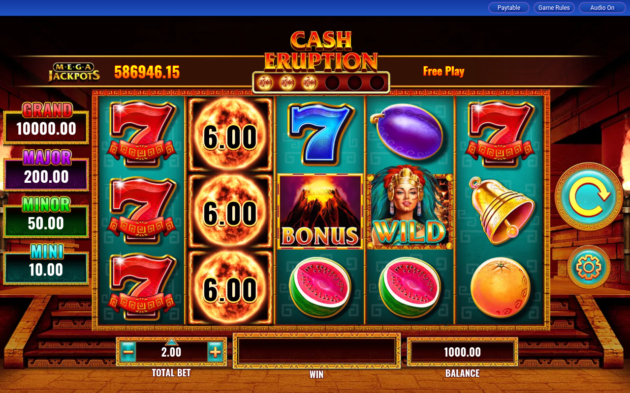 Cash Eruption MegaJackpots base game