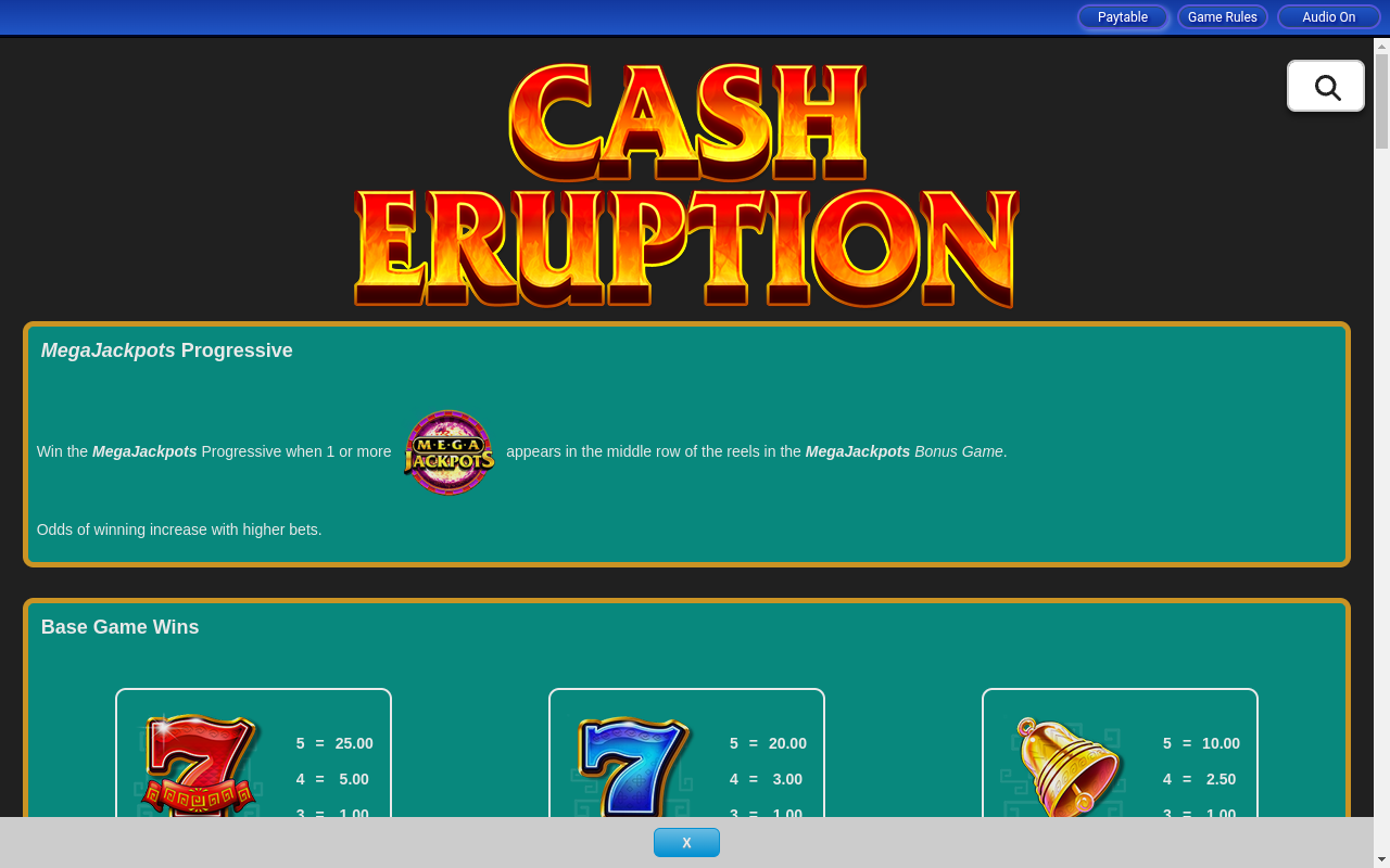 Cash Eruption MegaJackpots MegaJackpots Bonus rules