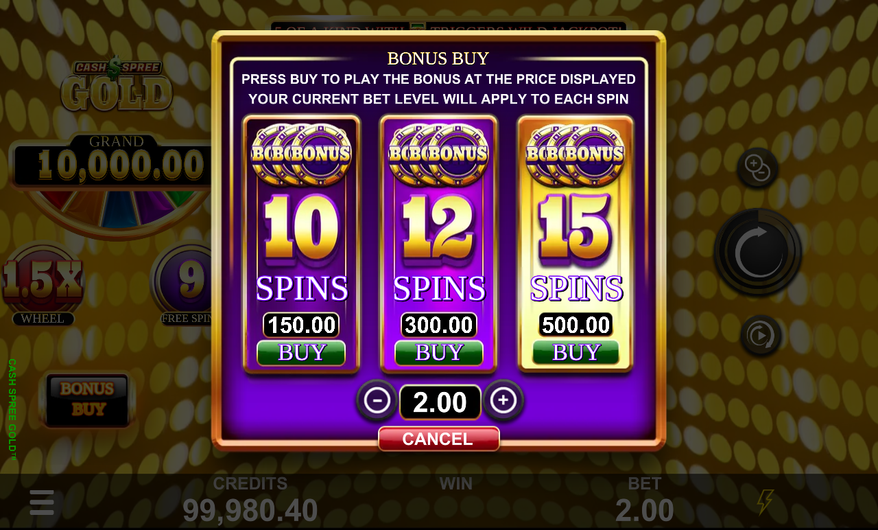 Cash Spree Gold bonus buy