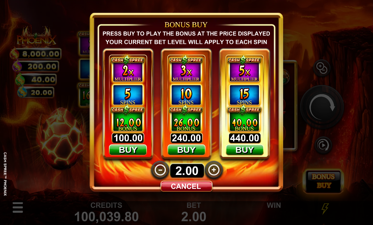 Cash Spree Phoenix bonus buy