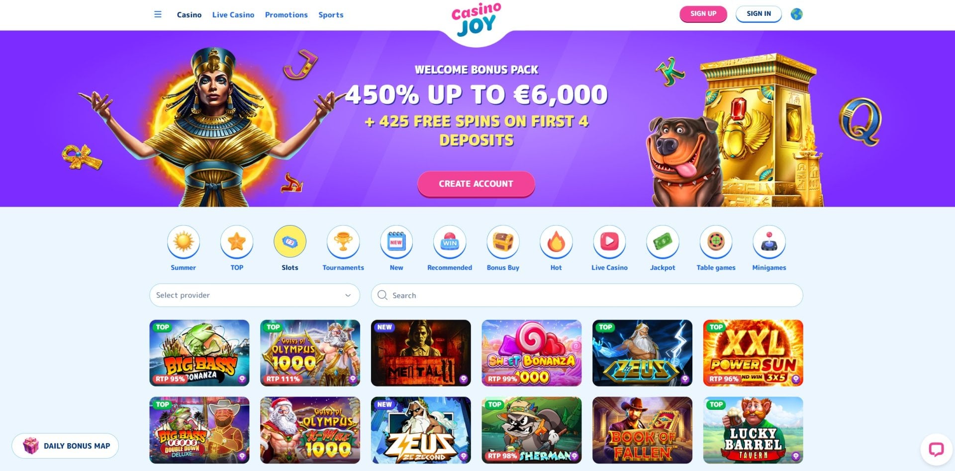 Casino Joy Slots Selection