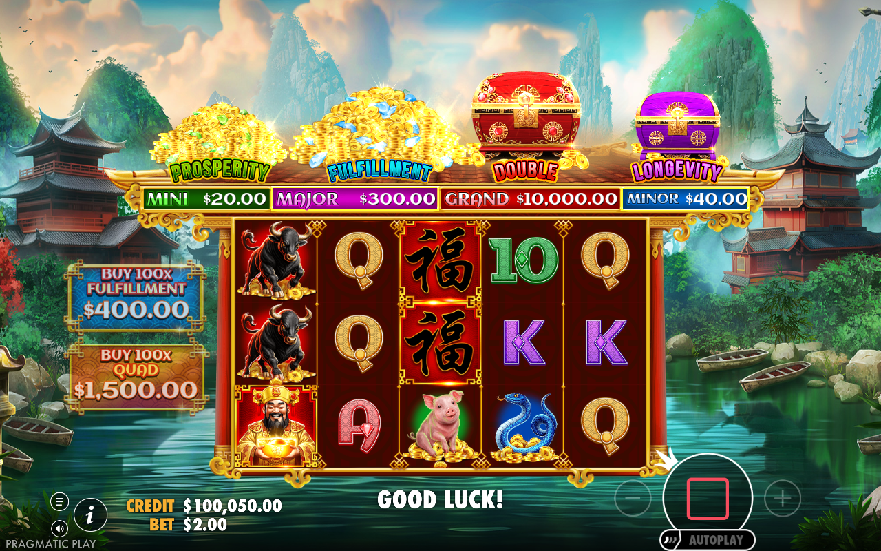 Chests of Cai Shen - Eternity respin feature with filled chests and money symbols