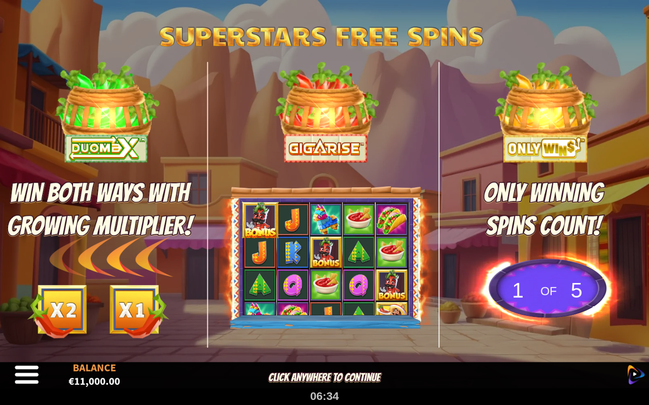 Chilli Super Stars information screen