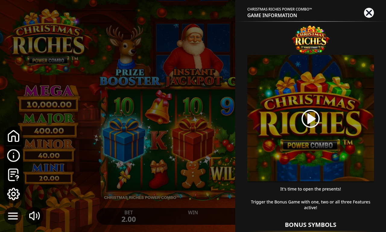 Christmas Riches Power Combo payline and payout rules
