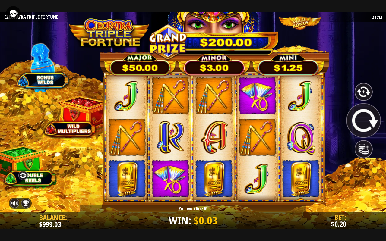 Cleopatra Triple Fortune base game