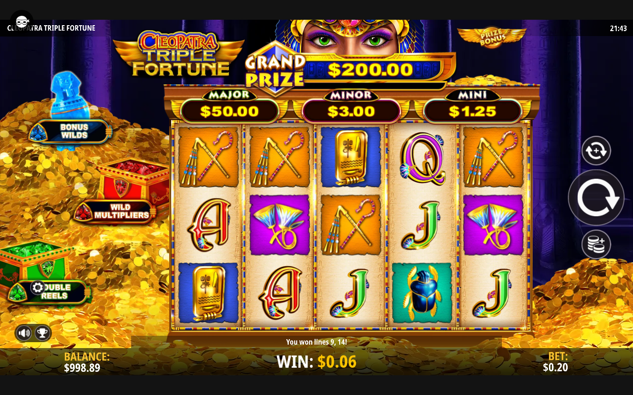 Cleopatra Triple Fortune gameplay