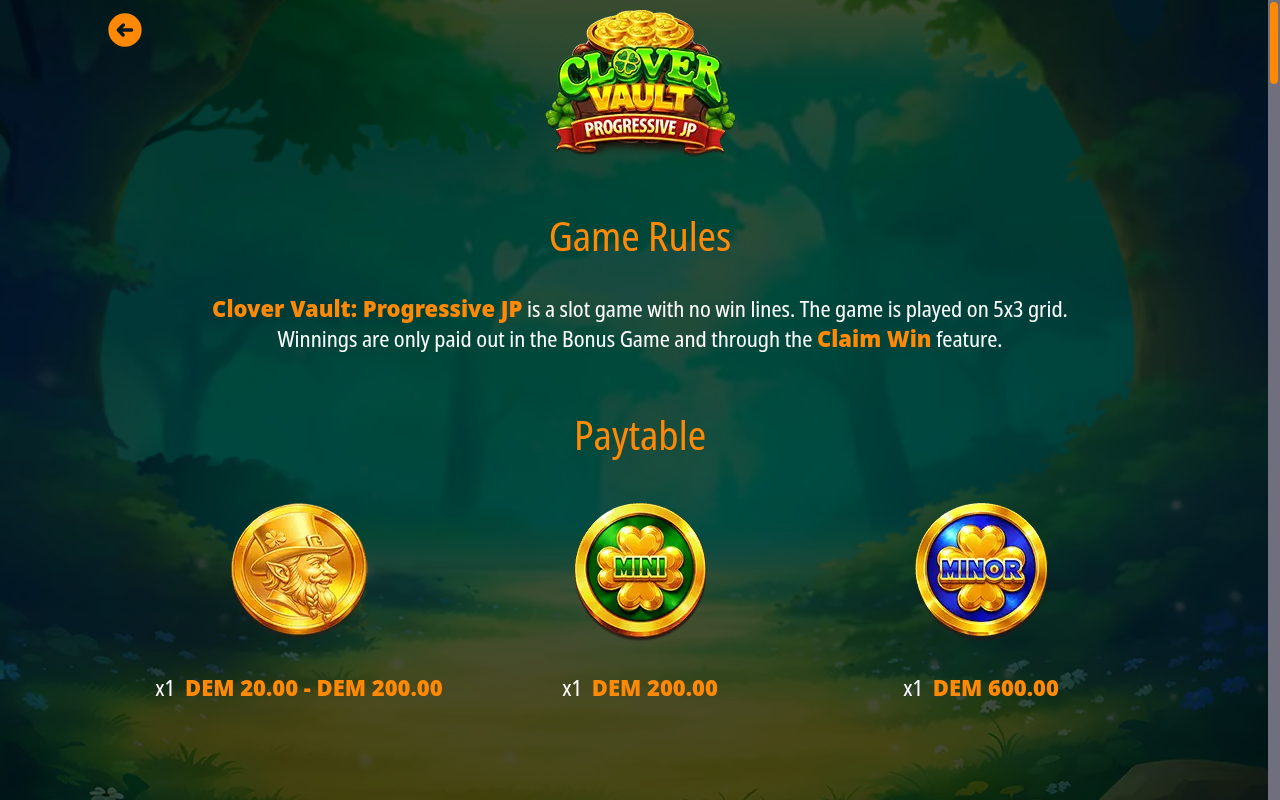 Clover Vault: Progressive JP game rules