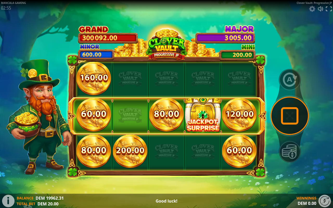 Clover Vault: Progressive JP bonus gameplay