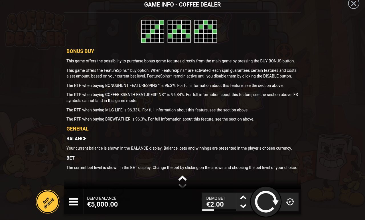 Coffee Dealer information screen