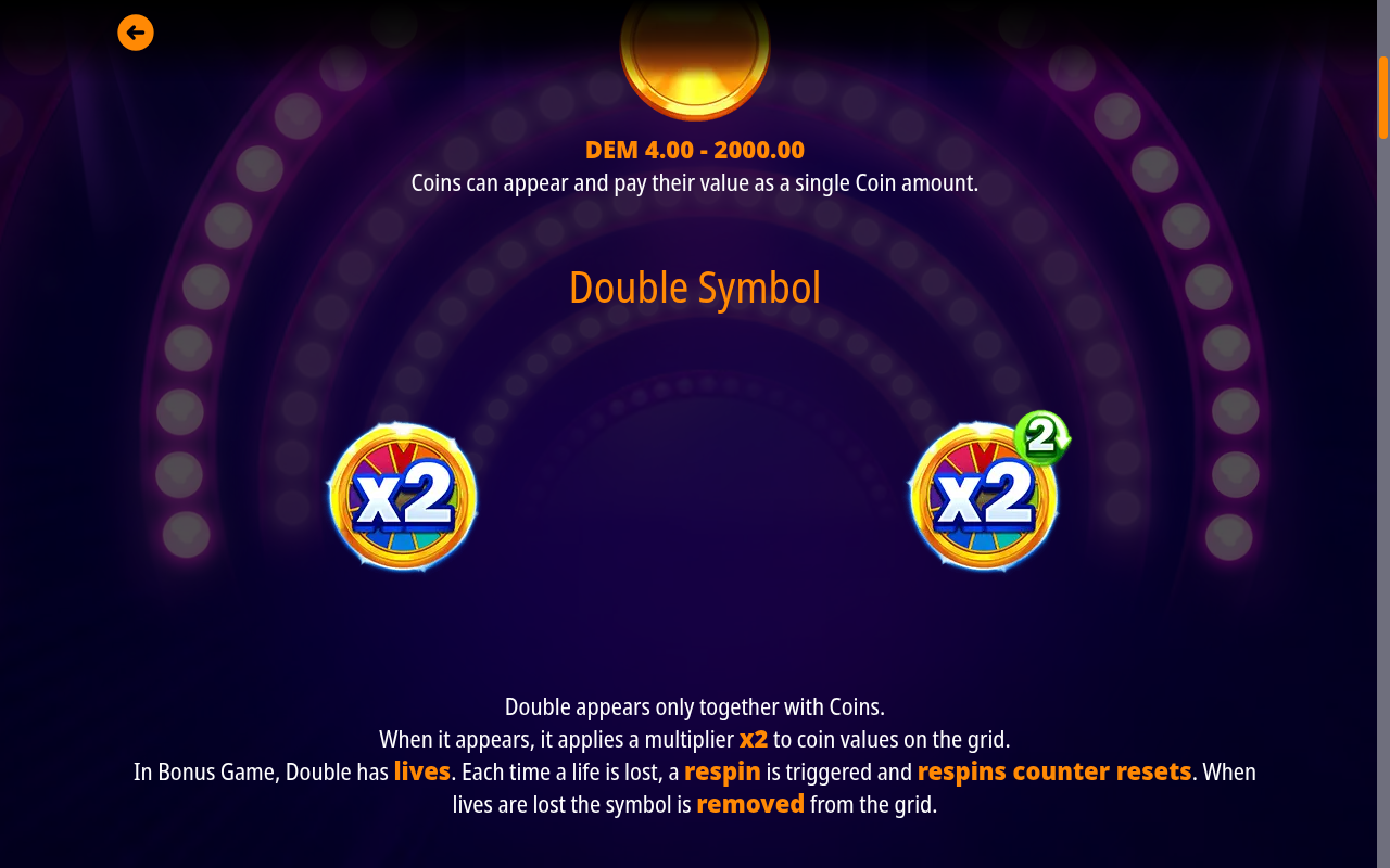 Coin Fusion information screen