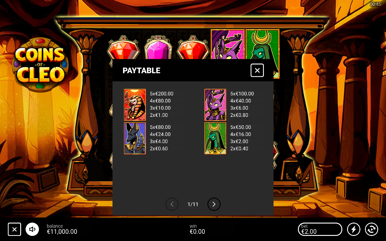 Coins of Cleo information screen