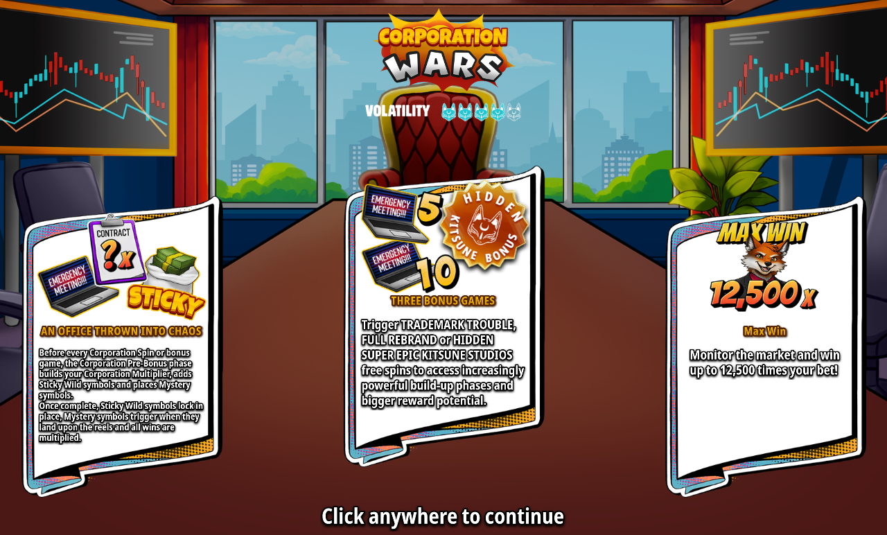 Corporation Wars information screen