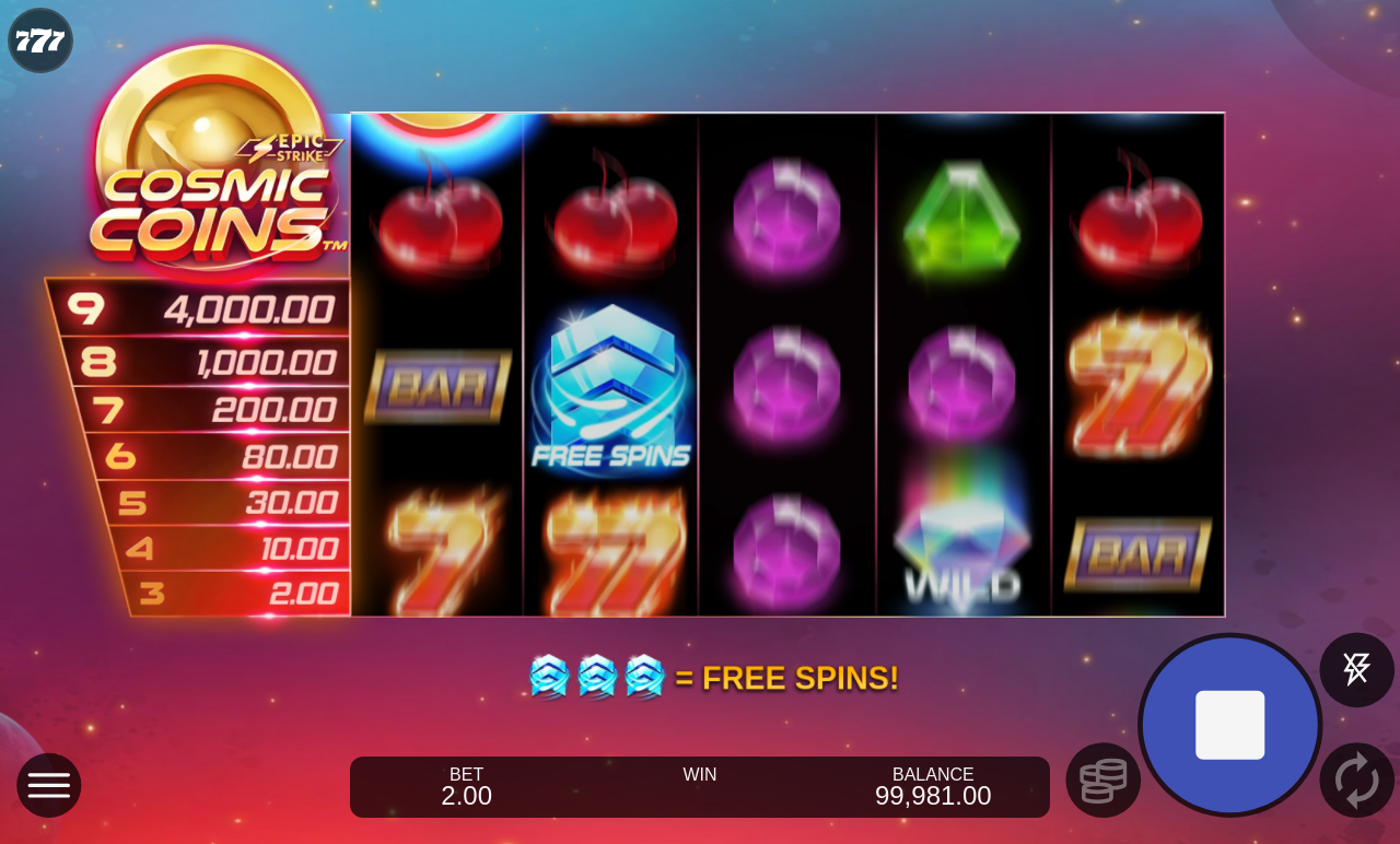 Cosmic Coins gameplay
