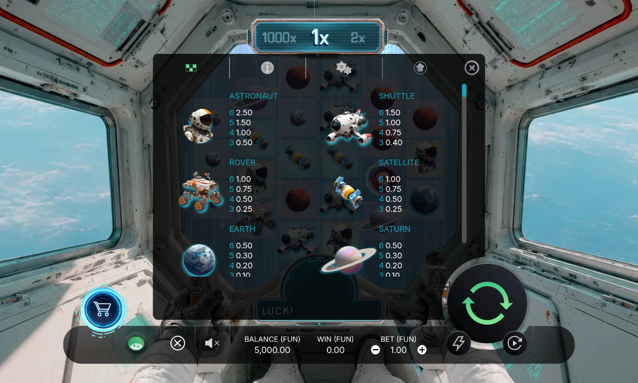 Cosmic Commander information screen