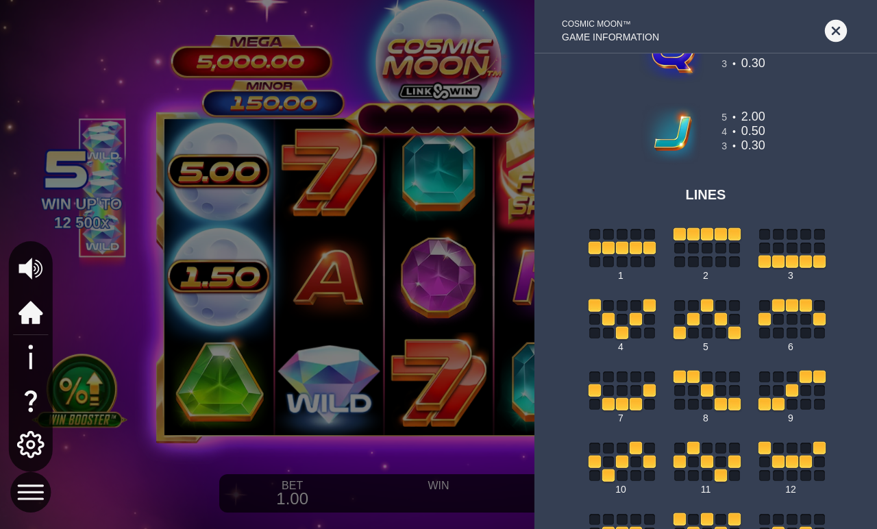 Cosmic Moon information screen