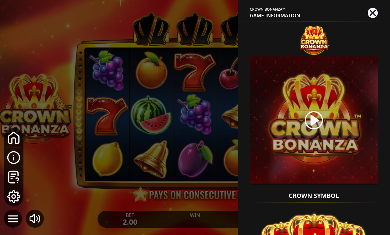 Crown Bonanza information screen