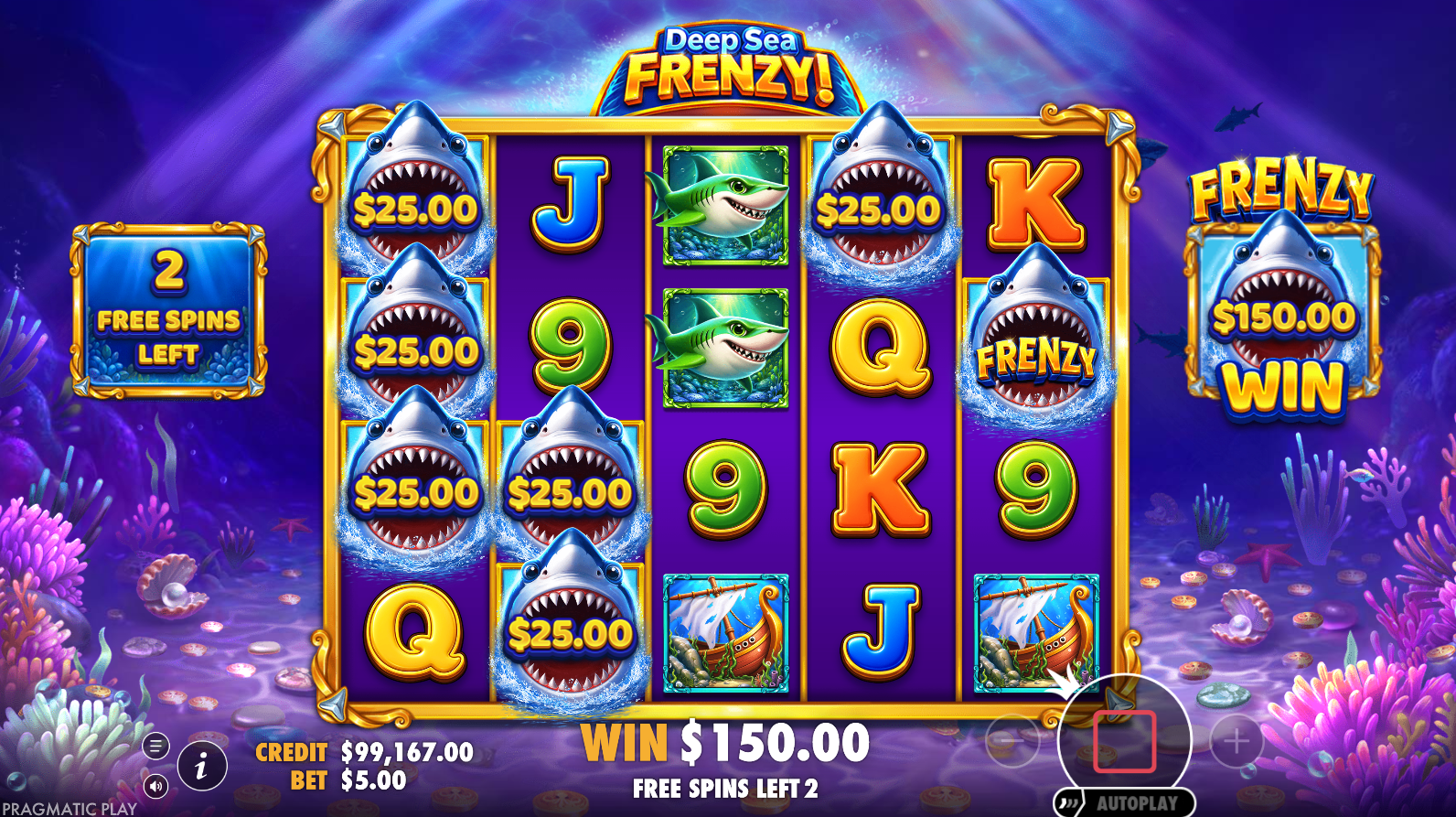 Deep Sea Frenzy free spins bonus gameplay