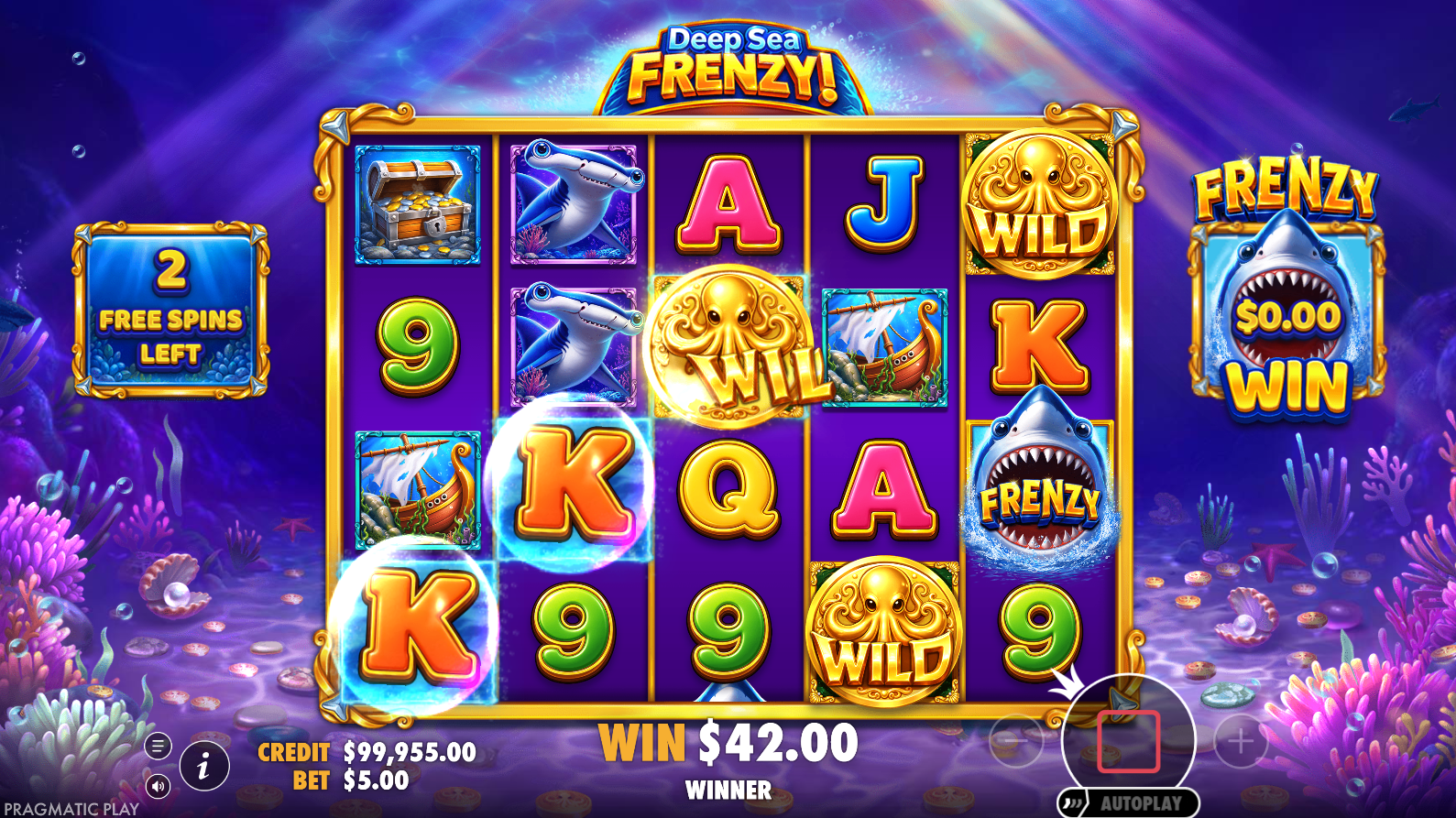 Deep Sea Frenzy wild symbols on the reels