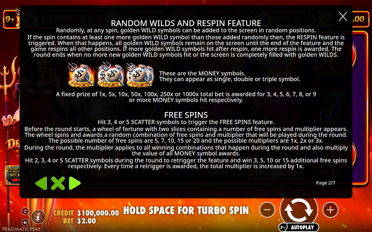 Devilicious information screen
