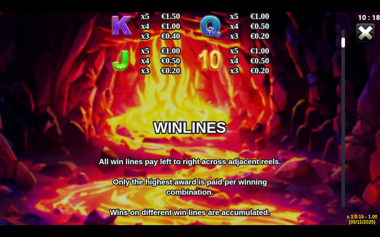 Devil's Delight information screen