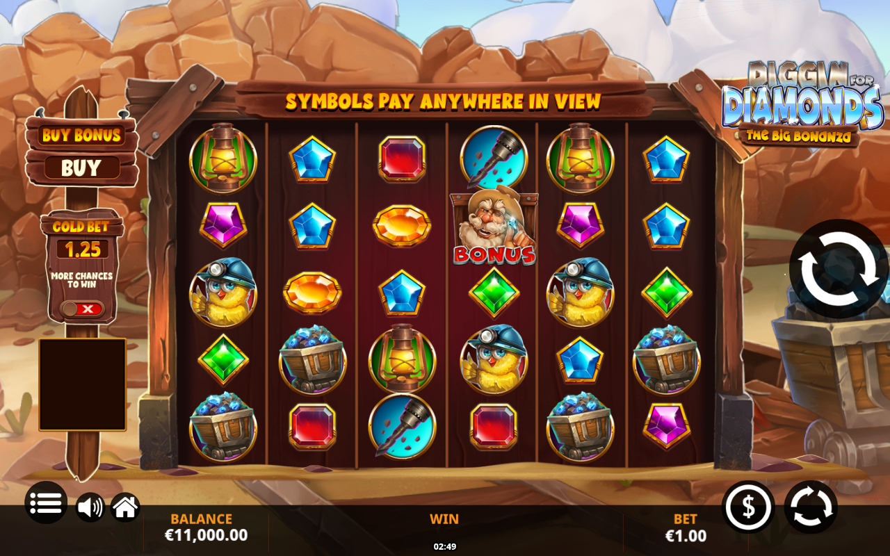 Diggin for Diamonds The Big Bonanza base game