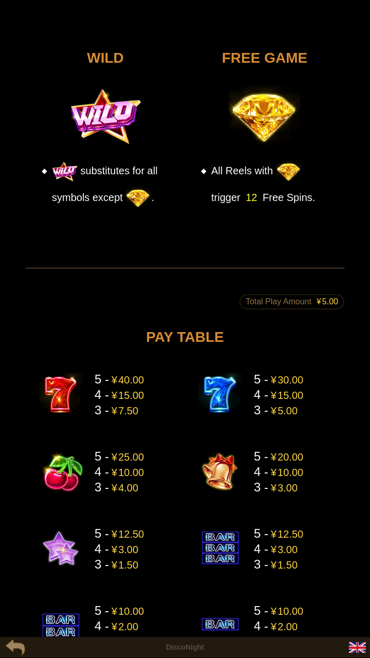 Disco Night information screen