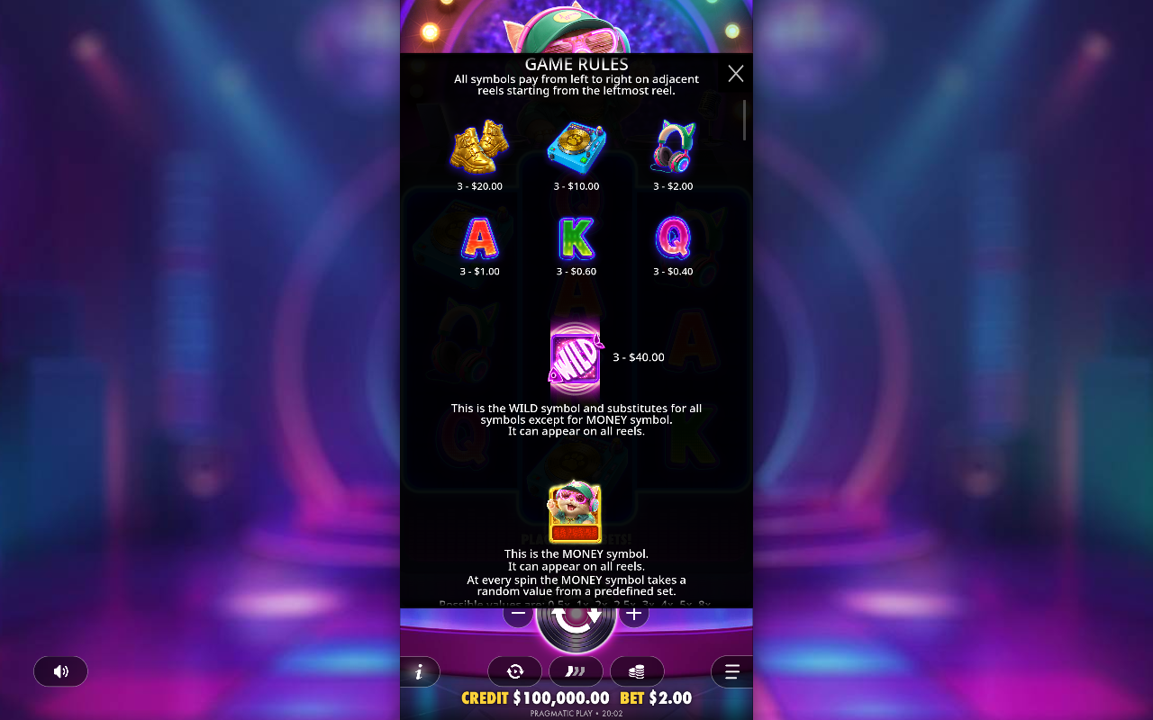 DJ Neko information screen