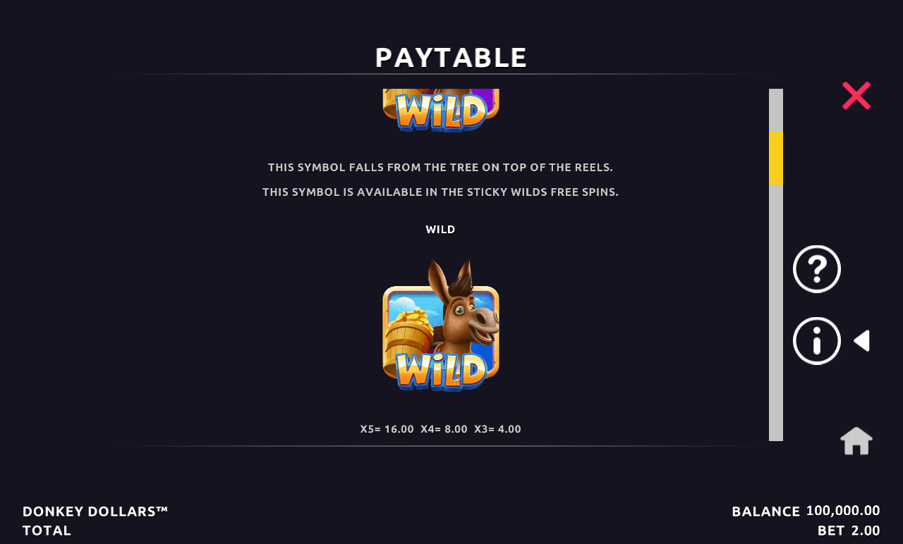 Donkey Dollars information screen