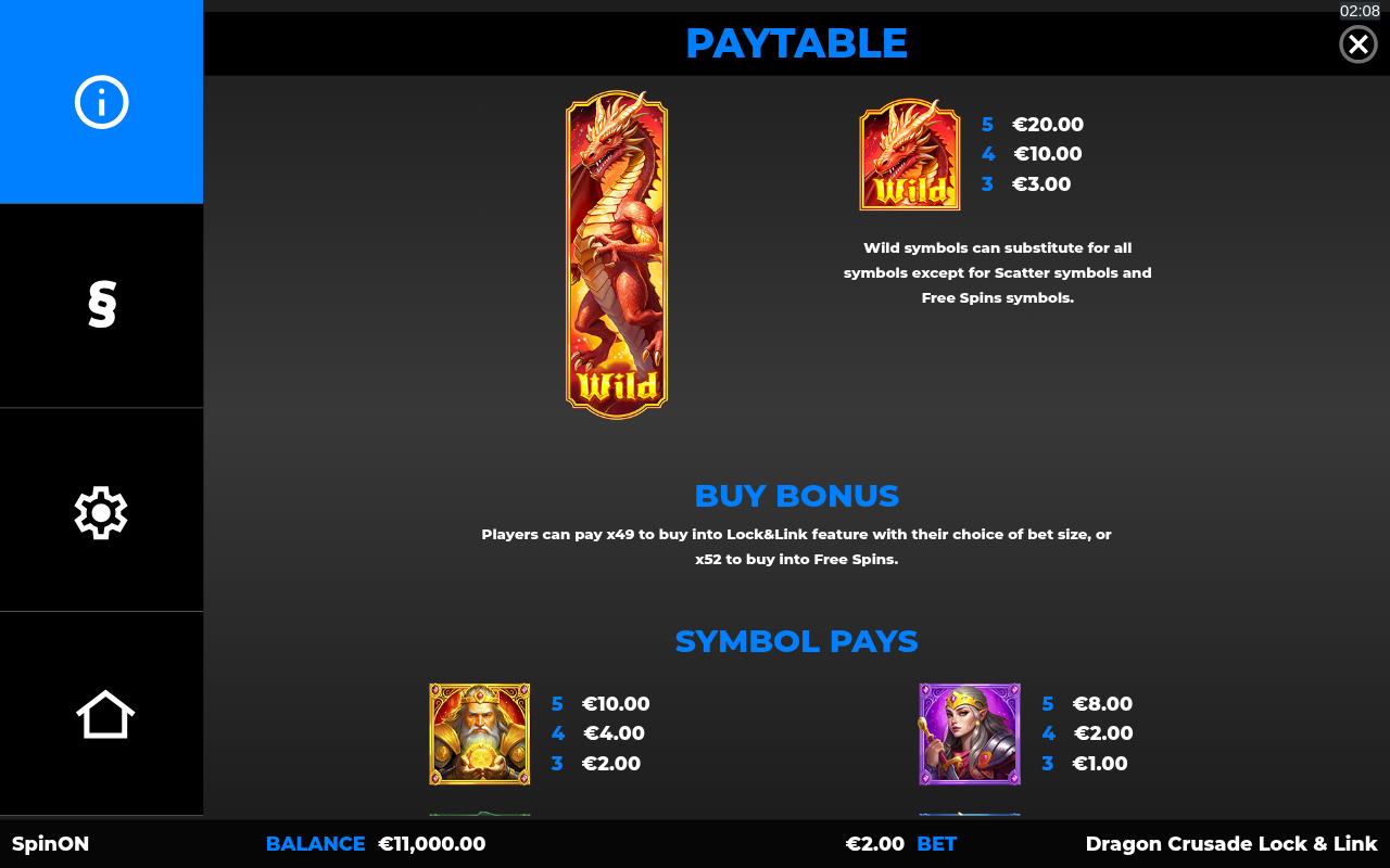 Dragon Crusade Lock&Link bonus buy rules