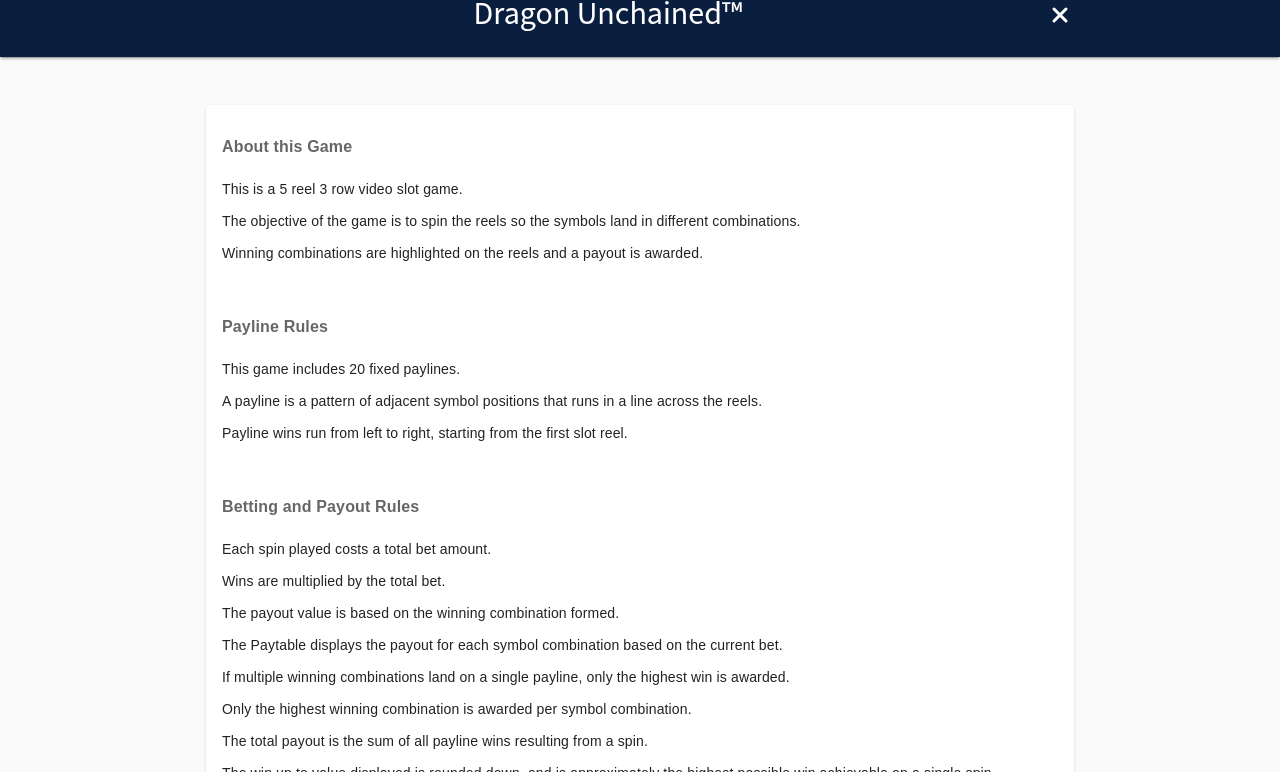 Dragon Unchained information screen