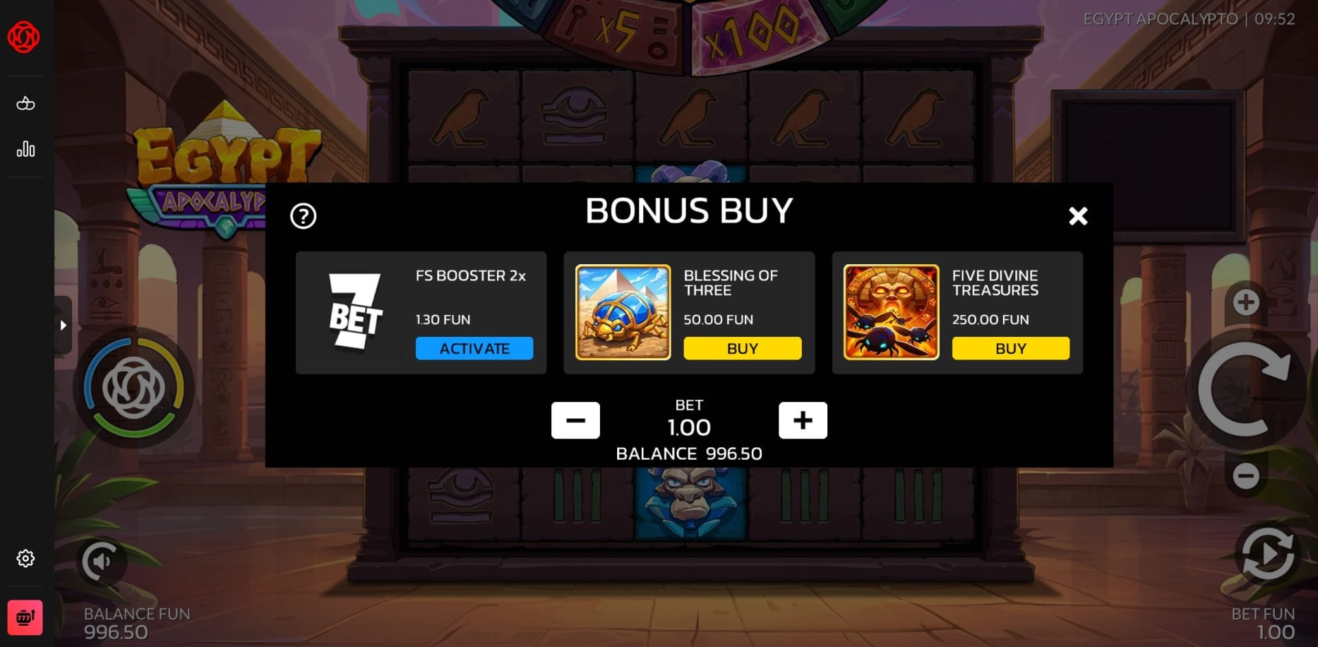 Egypt Apocalypto Bonus Buy Options