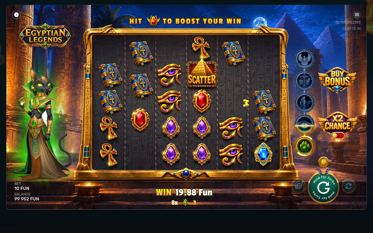 Egyptian Legends gameplay showing scatter symbols