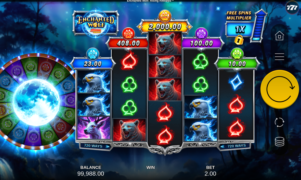 Enchanted Wolf: Rising Rewards gameplay during free spins