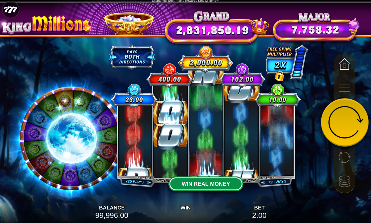 Enchanted Wolf Rising Rewards King Millions gameplay